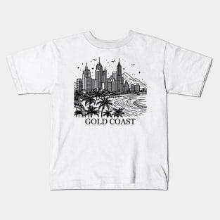 gold coast australia city simple line art illustration Kids T-Shirt